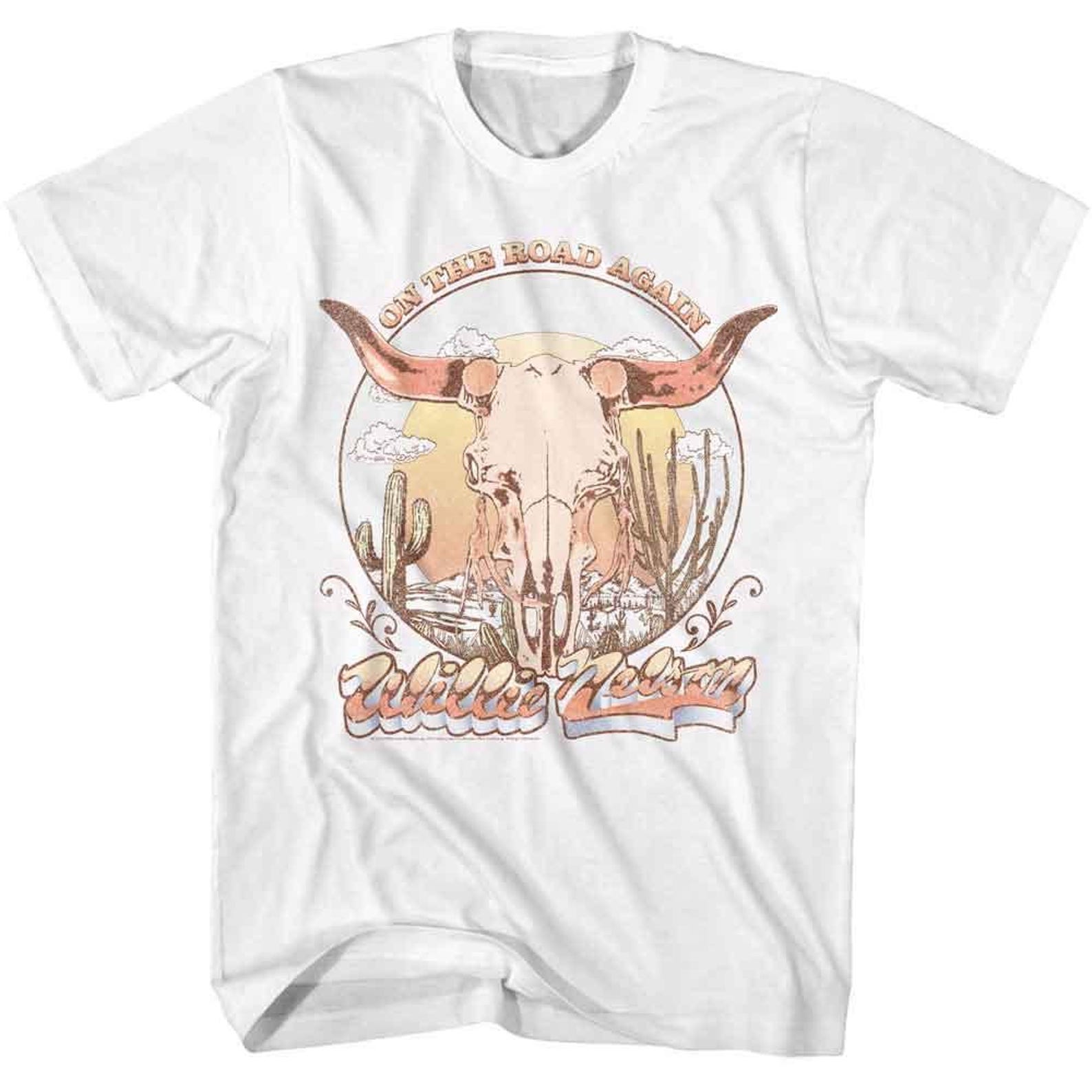 Willie Nelson Road Again Skull White T-Shirt 2XL