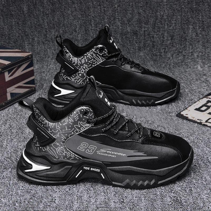 2024 Fashionable men's sports shoes for autumn lightweight wear-resistant anti slip running shoes casual thick soled white shoes