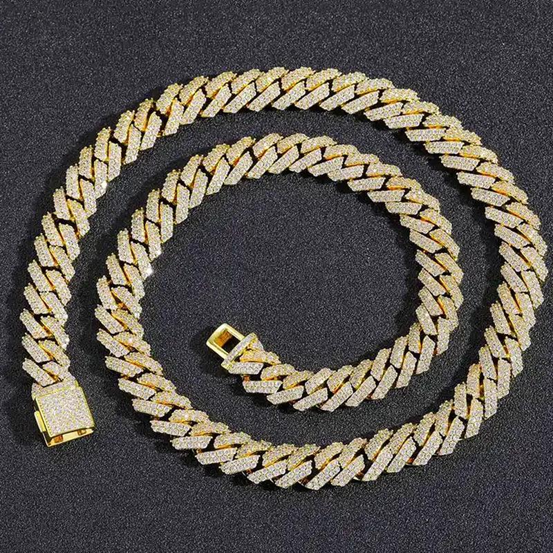 

Cuban Chain Hip Hop Men s and Women s Necklace European and American Hot Selling Diamond Double Row Zircon Chain Flap Buckle Accessories 16inch (40.6cm)