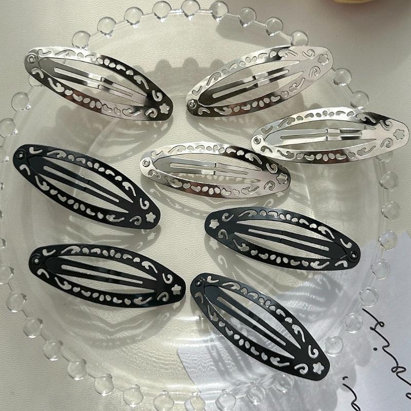2-8pcs New Ethnic Style Straight Clips Korean Girl Hairclips Y2k Side Clips Cute Hair Clip Headband Silver BB Clip