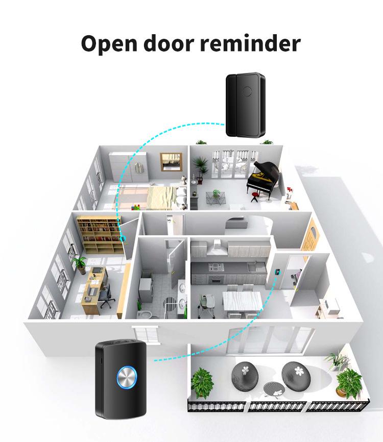 Magnetic Sensor 1000Ft Wireless Doorbell with 5 Adjustable Volumes