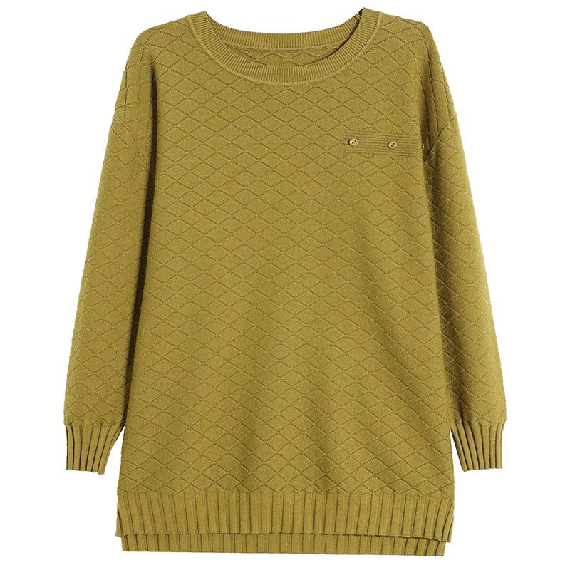 Plus Size Women's Autumn Winter Basic Knitted Bottoming Warm Sweaters Pullovers Long Sleeve Pullover Jumper Tops