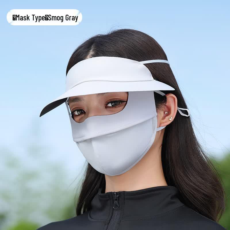Enaiide Summer Sun Protection Ice Silk Face Mask with Brim