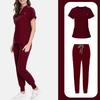 Ladies' Loose And Comfortable V-neck Long Sleeved Stand Up Collar Workwear With Multiple Pockets Suit Set