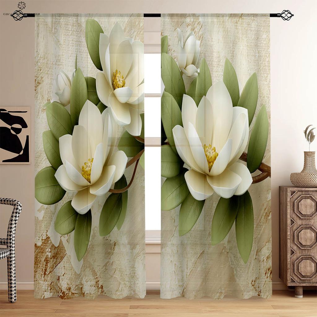 Retro Flower Pastoral Style Printed Curtains Bedroom Living Room Study Kitchen Curtains Window Decoration Easy To Wash And Care