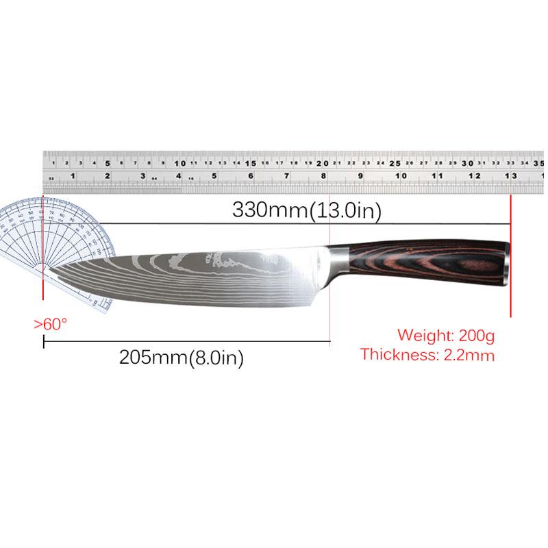 1PC,Chef's Knife Japanese Knife Sashimi Slicing Knife Chef's Multi-purpose Knife Cooking Knife Damascus Laser Pattern Kitchen Knife