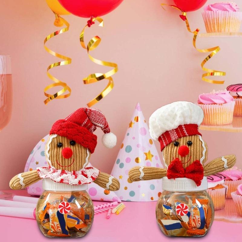 Set of 6 Festival Fabric Christmas Treat Boxes Delicate Festival Gingerbreads Man Candy Containers for Christmas Sweets
