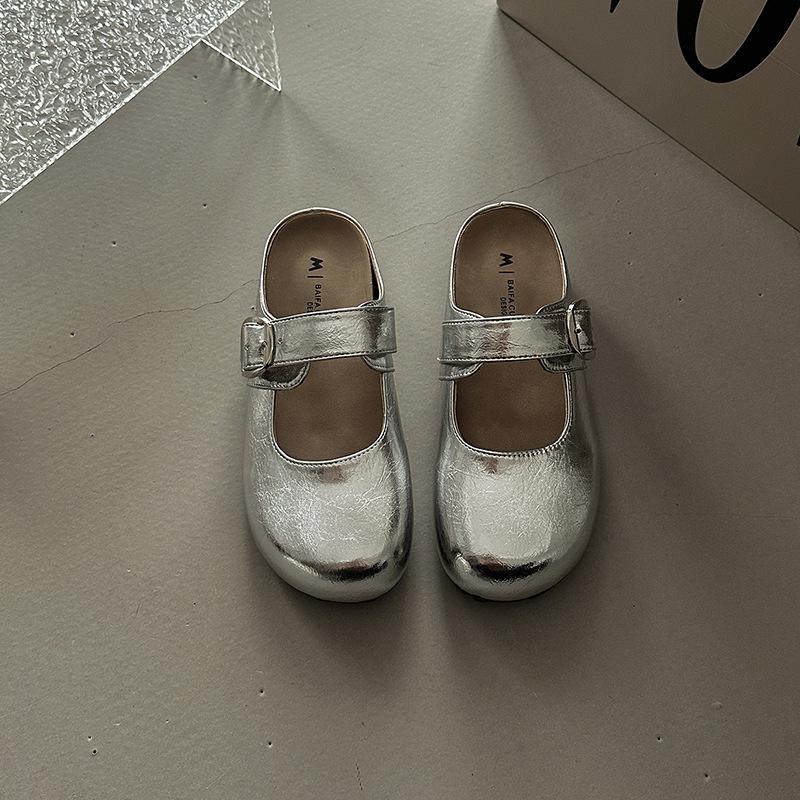 Baotou Half Slippers Trendy Retro Square Head Lazy Cool Slippers Women's 2025 Summer New Outer Wear Flat Bottom Versatile Muller