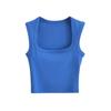 Women's Square Neck Sleeveless Crop Tank Top Slim Fit Solid Basic Camisole Shirt