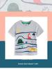 Dinosaur Pattern Boys' Summer T-shirt: Short Sleeve, Round Neck for Small and Medium Kids