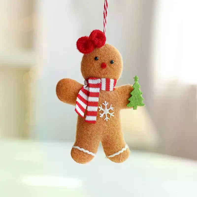 1/3/6Pcs Christmas Fuzzy Gingerbread Man Doll Xmas Tree Pendants New Year Kids Gift Hanging Ornaments Christmas Decorations For