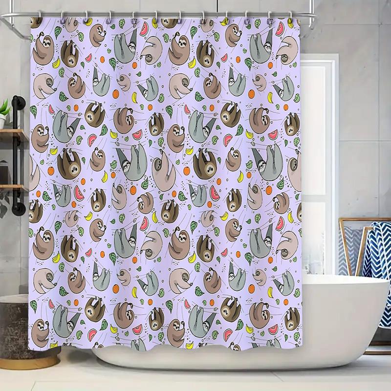 Cute Fruit Shower Curtain Tropical Watermelon Pineapple Banana Pattern Bathroom Decor Farmhouse Style Home Textile Quick Dry