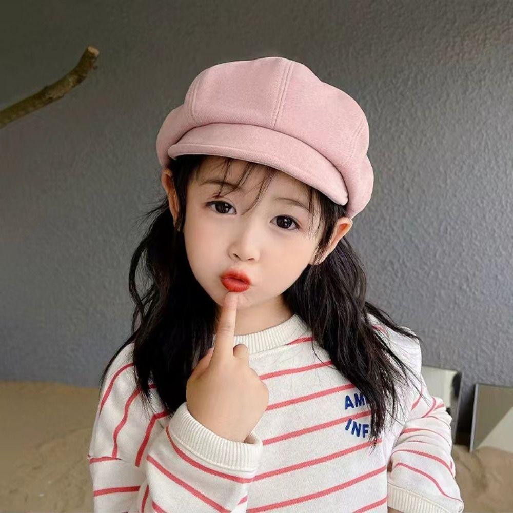 Y2K Kids Berets Cap Flat Children Newsboy Cap Soft Octagonal Hat  Boys