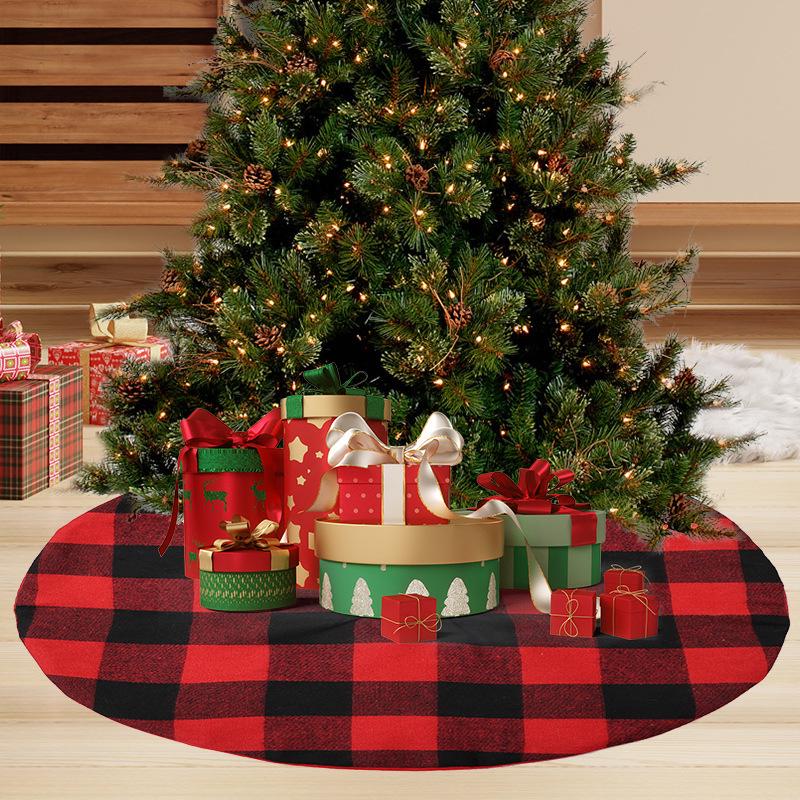 Mini Gold & Silver Snowflake Tree Skirt - Christmas Plaid Cloth Base Party Decoration