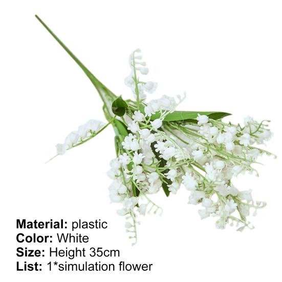 Artificial Flower Bright-colored Wide Application Plastic Decorative 5 Branch Convallaria Fake Flower