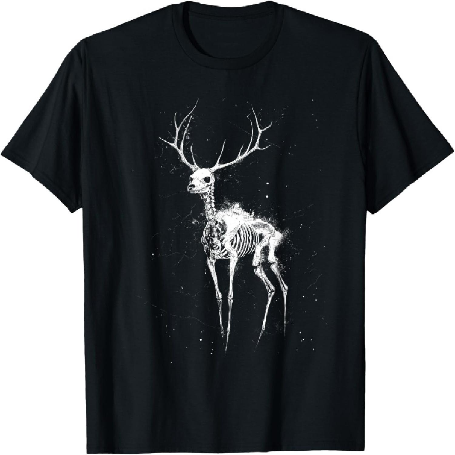 White Deer Skeleton Gothic Surreal Fantasy Graphic T-Shirt XXXXXL разноцветный