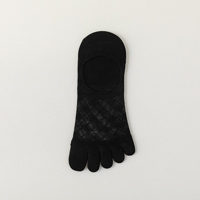 

Мужские хлопковые носки-следки с пятью пальцами, сетчатые, дышащие, антибактериальные и дезодорирующие, для весны и лета, ромбовидные, невидимые, с разделением пальцев 1 pair чёрный