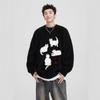 Men's Cartoon Cat Mohair Winter Sweater: American Style Loose Casual Round Neck Knitwear Cardigan