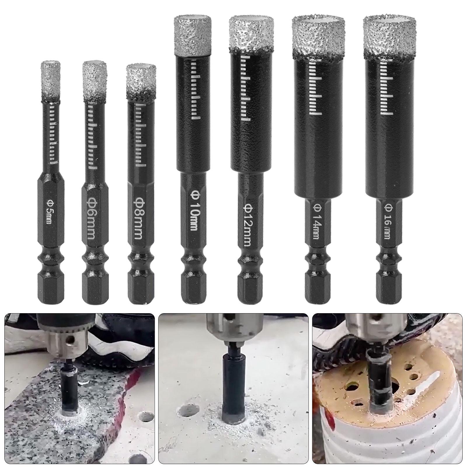 

6.35mm Hexagon Shank Diamonds Brazed Dry Drilling Bit Hole Punch Tool for Precise Drilling in Various Materials 6MM