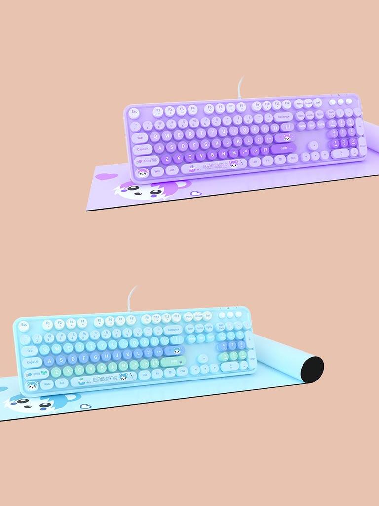 Mao Tian Shou Retro Wired USB Keyboard with Round Keys for Men & Women – Ideal for Desktop, Laptop, Office Use, Mechanical Feel