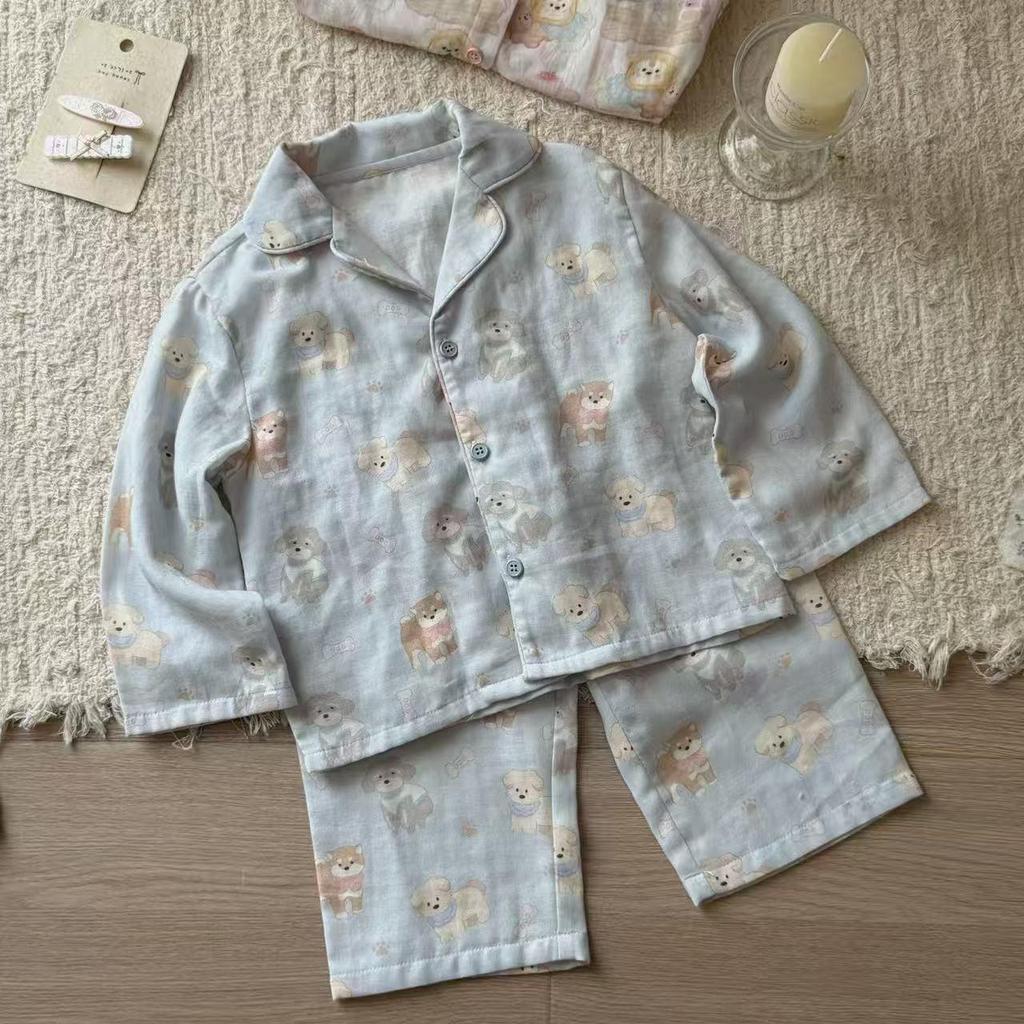 Spring/Autumn Soft Cotton Cartoon Parent-Child Lounge Set - Sizes S, M, L for Boys & Girls