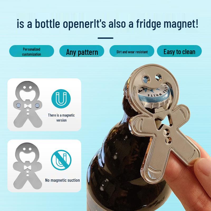 Pepperkakemann Tegneserie Flaskeåpner Nøkkelring & Magnet – Multifunksjonell Anime-gave