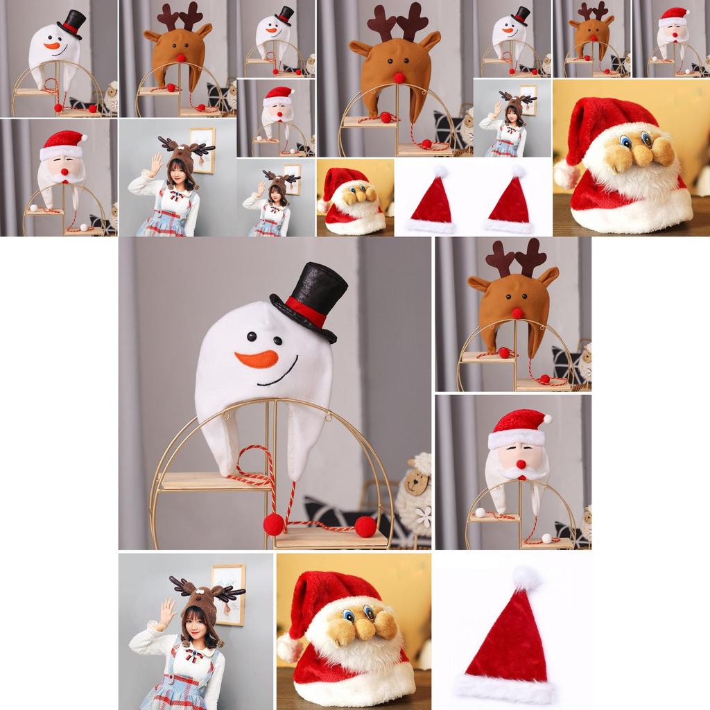 Creative Christmas Hat Featuring Cartoon Santa Snowman And Reindeer For Kids And Adults