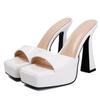Sexy Women's Slippers Peep Toe High Heels Platform Mules Summer Shoes 2025 Outdoor Designer Luxury Gold Silver Pink Slide Ladies
