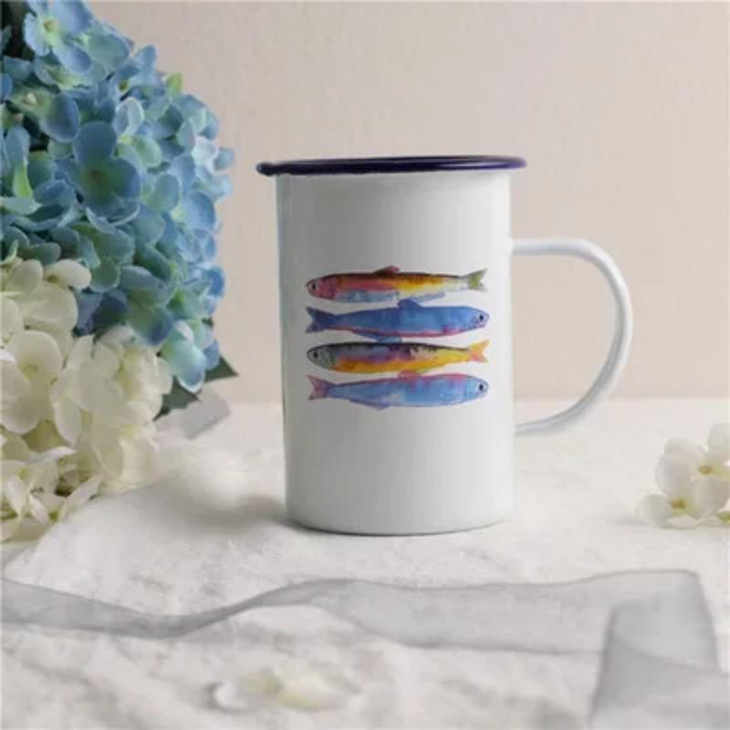 Outdoor Enamel Creative Coffee Tea Water Milk Cups Camping Mugs Enamel Mug with Handle Drinkware Vacation Hiking Mug Gifts