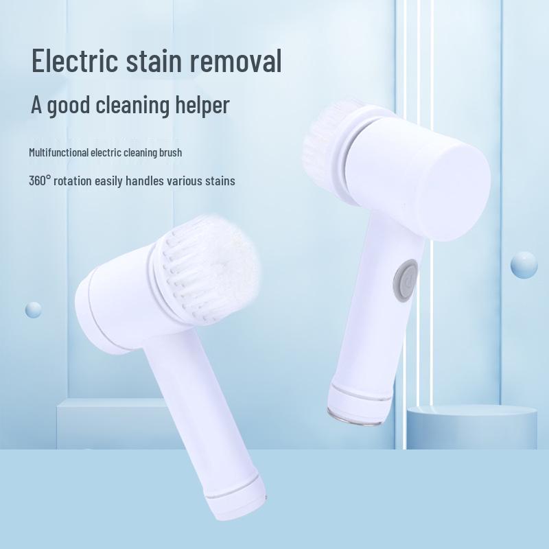 Cross-Border Waterproof Wireless Cleaning Brush for Kitchen & Bathroom - Portable, Multi-Functional, with Replacement Heads.