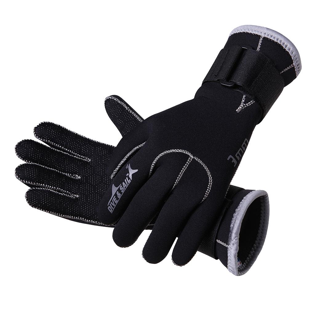 3mm Neoprene Diving Gloves Anti-slip Dive Wetsuit Glove with Long Wrist Strap