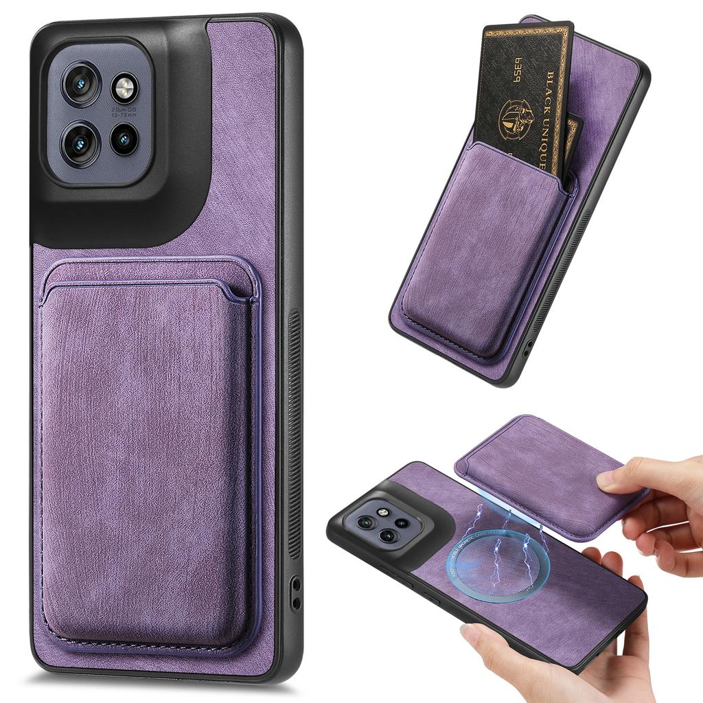 For Motorola Edge 50 Neo 5G Case Compatible with MagSafe Leather Back Cover with Detachable Card Holder