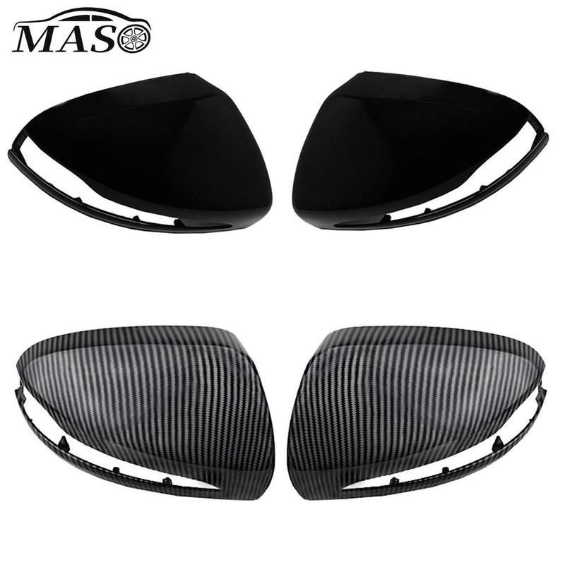 2PCS Car Side Rearview Mirror Cover ABS Carbon Fiber/ Glossy Black for Mercedes-Benz C Class W205 A205 C205 V205 S205 2014-