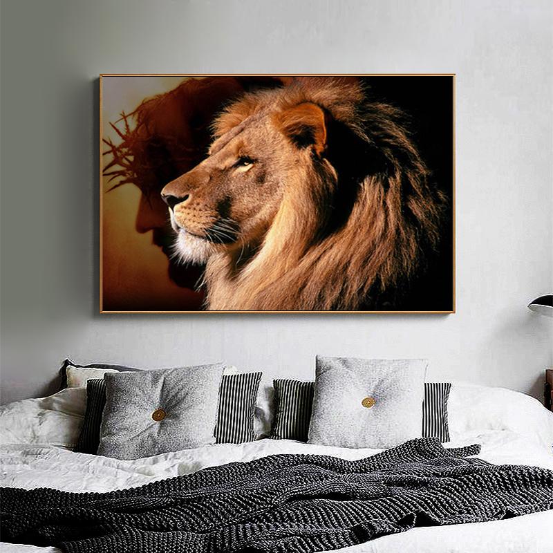 Wildes Tier, starker Löwe, Cuadros, Wandkunst, Bild, Leinwand, Kunst, Malerei, Poster und Drucke für Wohnzimmer, moderne Heimdekoration