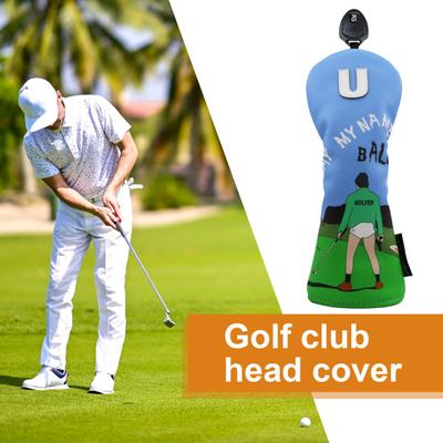 Golf Club Covers Faux Leather Cartoon Print Golf Putter Headcovers Hybrid Cover Golf Club Accessory for Driver Fairway Woods