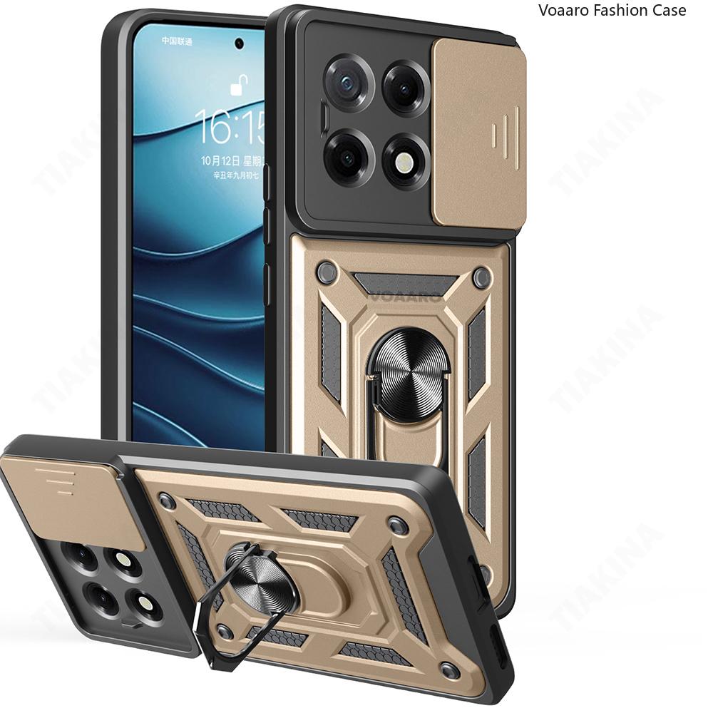 Slide Lens Armor Funda for Tecno Spark 30 Pro 4G Case Magnetic Rotate Ring Stand Holder Cover for Tecno Spark 30 Pro 4G Case