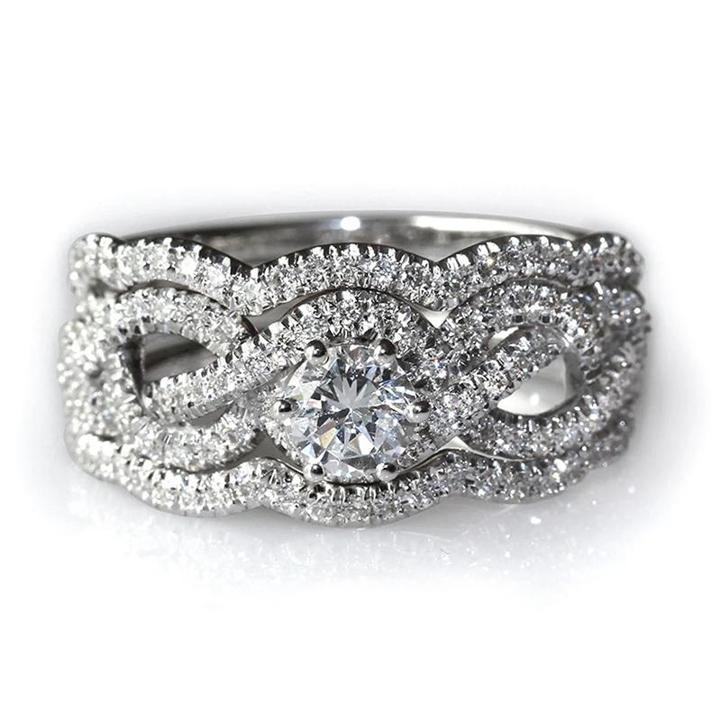 Huitan Statement 3Pcs Set Rings for Women New Fashion Design Temperament Female Set Accessories Wedding Party Luxury Jewelry