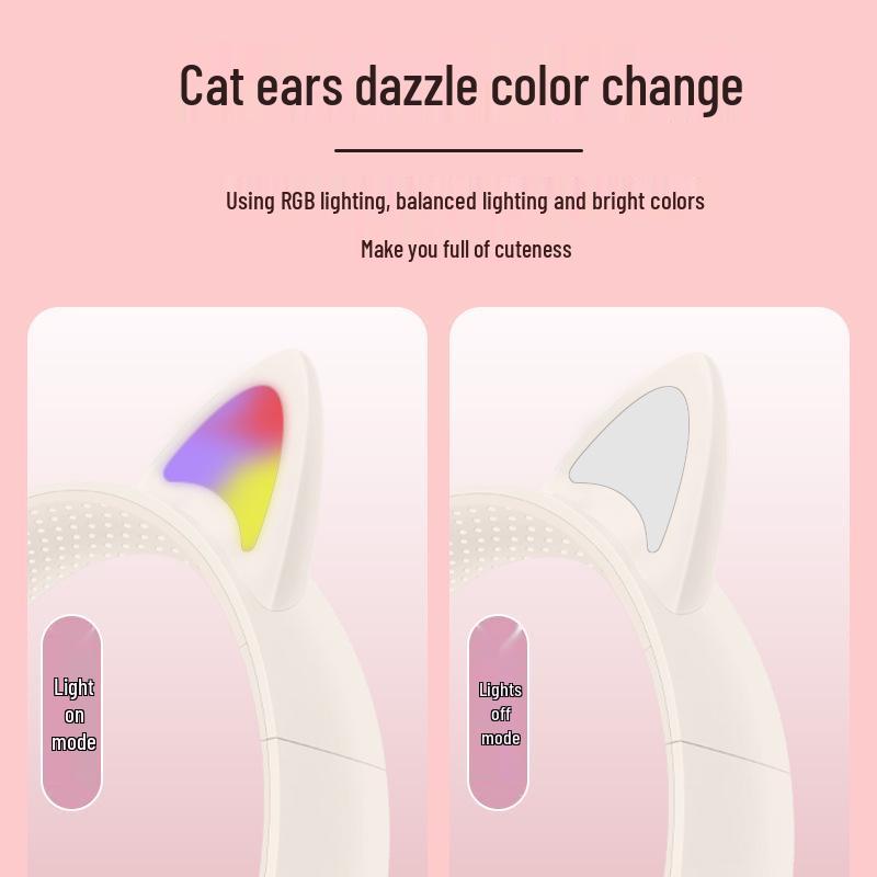 AKZ-62 Luminous Cat Ear Bluetooth Gaming Headset with Heavy Bass
