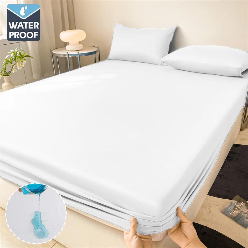 8 Colors, 9 Sizes Waterproof Bedsheet Comfortable Fitted Sheets for All Seasons Perfect for King Beds Soft Bedding Smooth Texture Mattress Protector