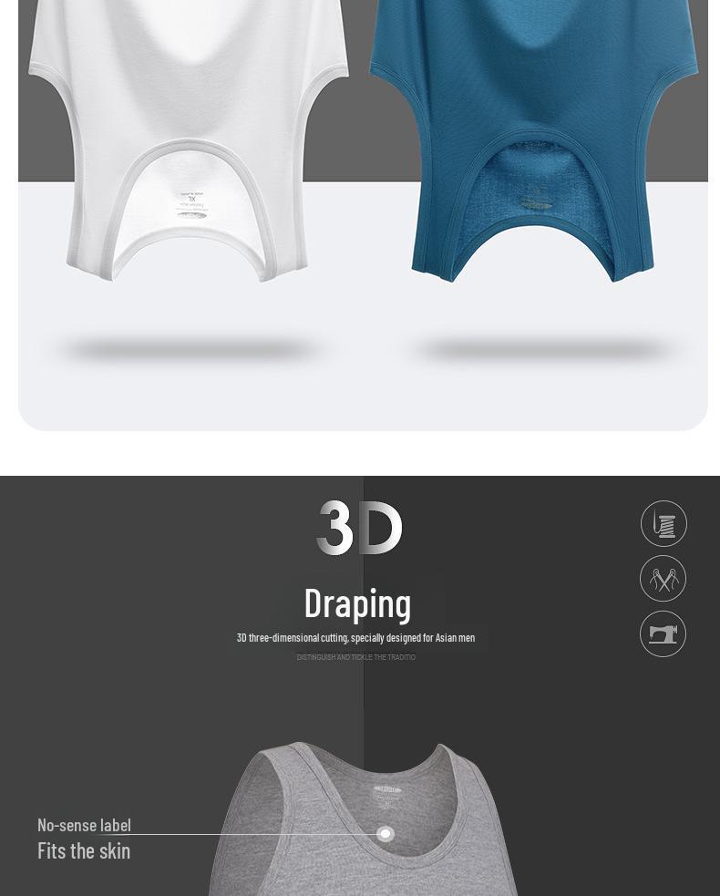 Men's Modal Silk Cotton Sleeveless Sports Vest T-Shirt