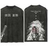 Demon Slayer Washed Retro Short Sleeve T-Shirt Casual Summer Wear Men Women Comfortable Short Sleeve Half Sleeve Sports Popular Top