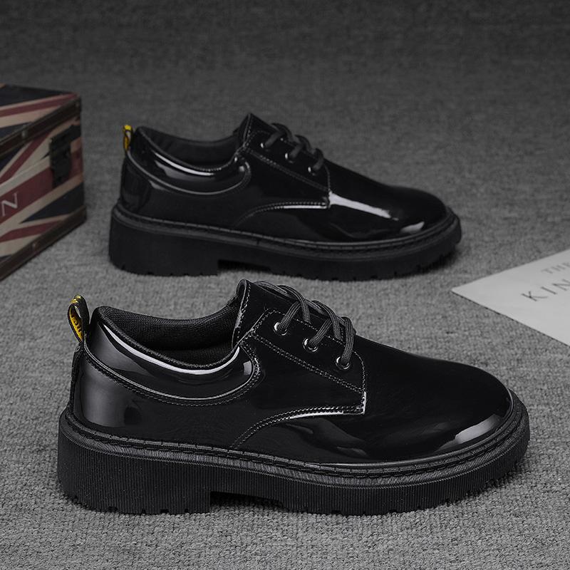 Spring Autumn New Designer Men's Dress Shoes Fashion Business Formal Bright Face Patent Leather Black Derby Shoes for Men
