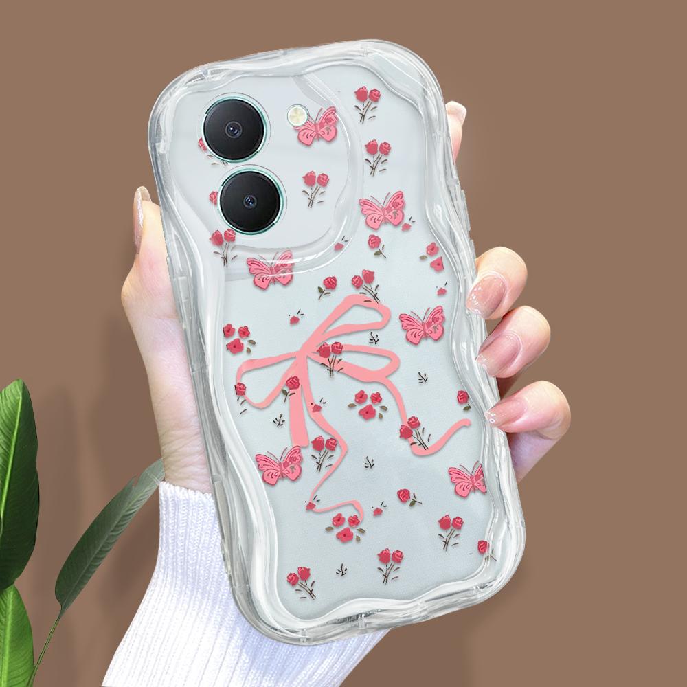 Cute Cartoon Pattern Cream Texture Casing Wavy Edge Soft Silicone Cover Phone Case for Vivo