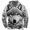 2025 Podzim Zima Pánské Zvířecí Vlk 3D Potisky Mikiny s Kapucí Mikina Dlouhý Rukáv Kulatý Výstřih Streetwear Stahovací Šňůrka Vrcholy