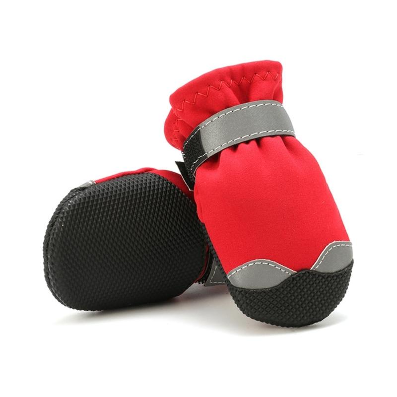 4pcs Lightweight Dogs Shoes with Reflective Striped Dogs Comfortable Dogs Daily Walking Booties Lightweight Cats Shoes
