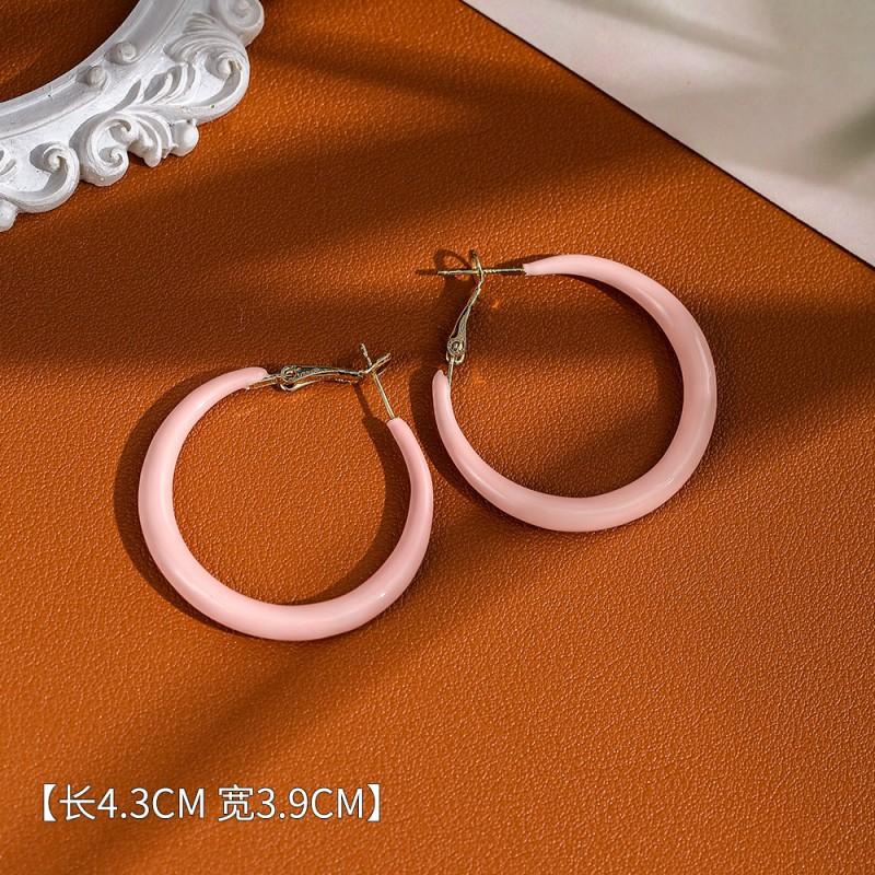 Pastel Macaron Earrings Women Dainty Drop Hoop Studs With Post Geometric Round Design Fresh Sweet Style