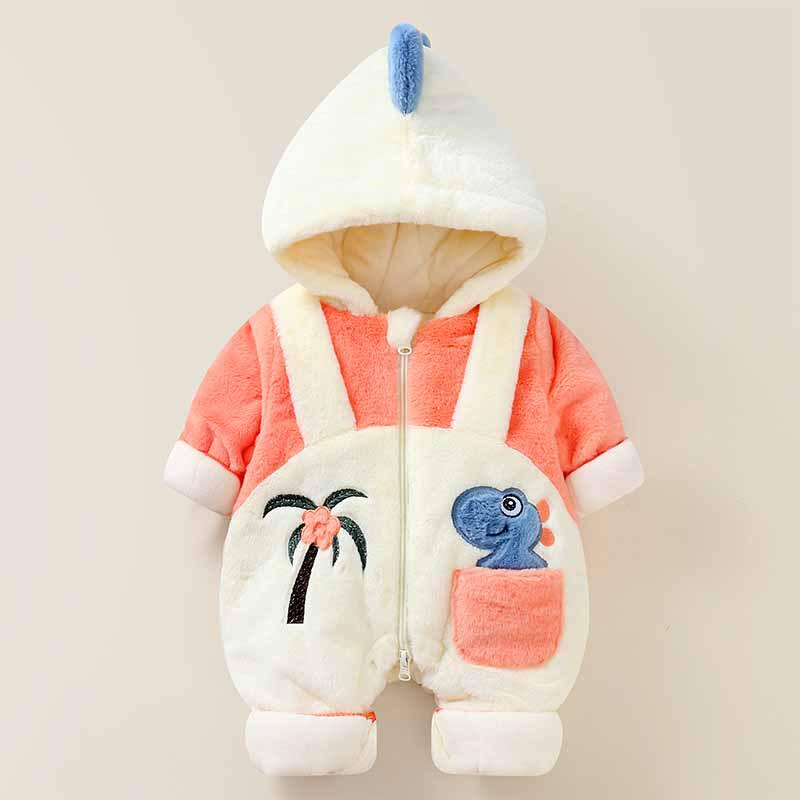 

Зимний флисовый костюм для ползания для новорожденных - Унисекс теплый ромпер для прогулок 66 cm оранжевый