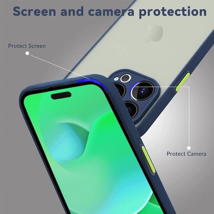 Coque de protection - Silicone - iPhone 14 Pro Max - Antichoc - Bleu Marine - 2 Verres Trempés
