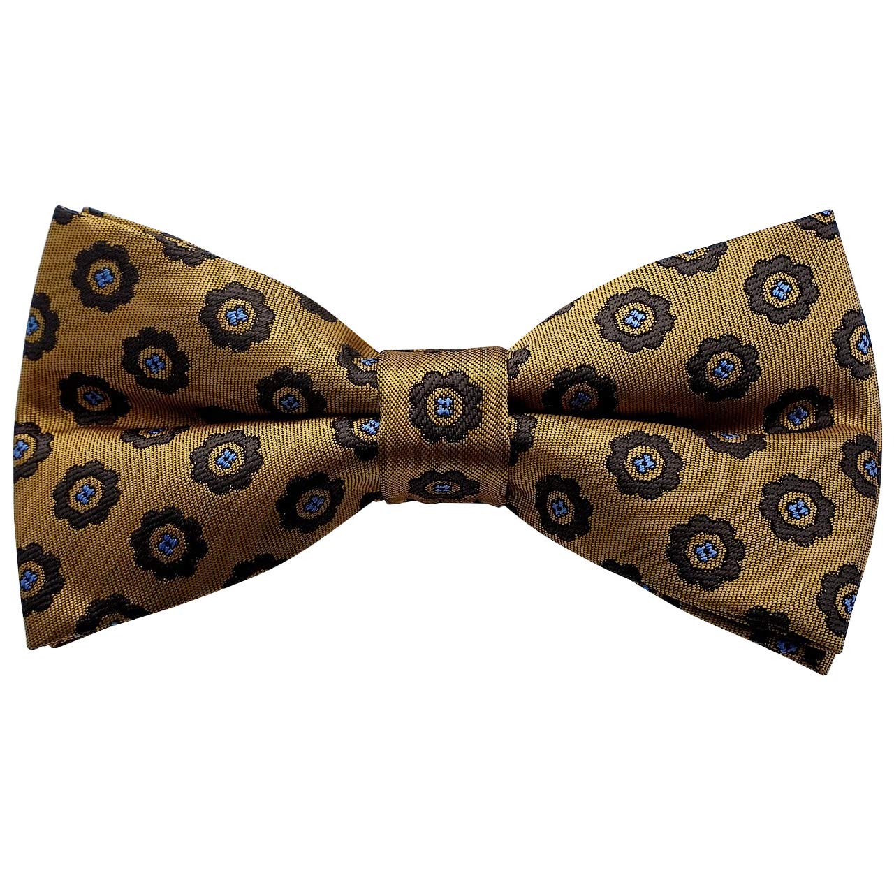 

[Bowties.jp] Mustard Yellow Flower Emblem Bow Tie (Easy to Wear) bd464