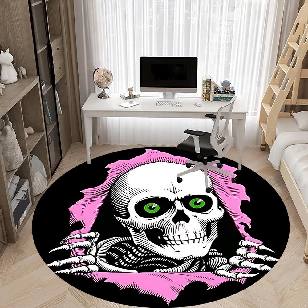 1 ks Lebka, Ripper Koberec, Kulatý Protiskluzový Odolný Velký Velikost Kancelářský Koberec, Vhodný do Kanceláře